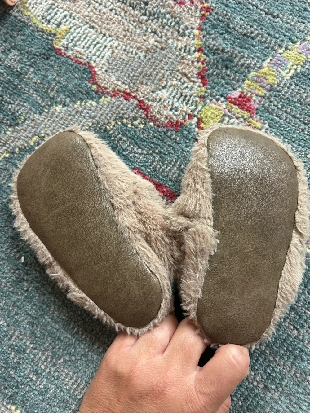 Ten Little Kids Cozy Plush Baby/Toddler Slippers in Light Brown